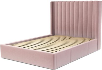 An Image of Custom MADE Cory Double size Bed with Drawers, Heather Pink Velvet