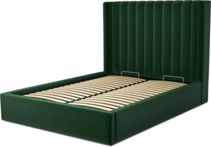 An Image of Custom MADE Cory Double size Bed with Ottoman, Bottle Green Velvet