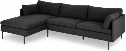 An Image of Zarina Left Hand Facing Chaise End Sofa, Sterling Grey with Black Leg