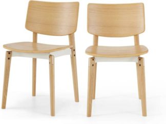 An Image of Mellor Set of 2 Dining Chairs, Oak & Textured White