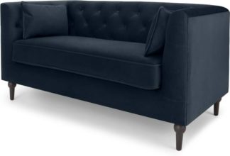 An Image of Flynn 2 Seater Sofa, Sapphire Blue Velvet