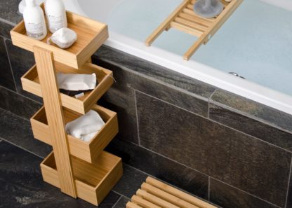 An Image of Wireworks Bathroom Storage Stand Bamboo 4 tier