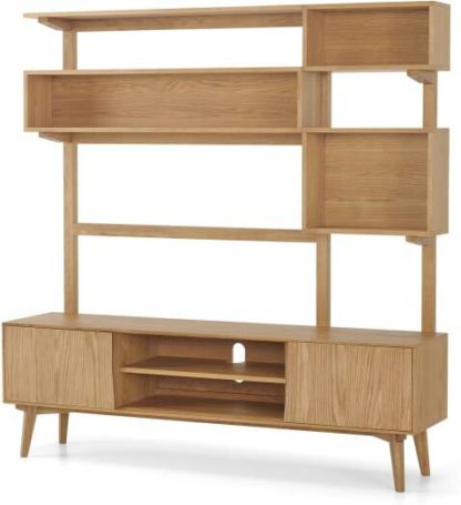 An Image of Wingrove Wide Media Shelving Unit, French Oak