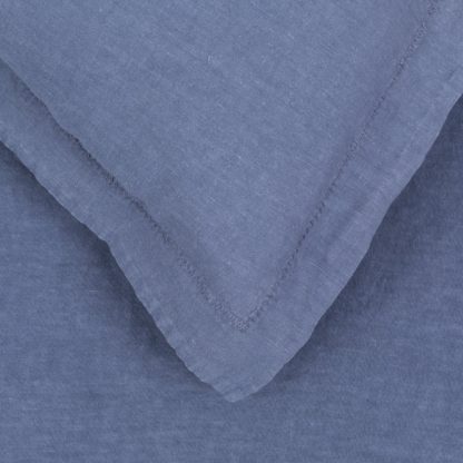 An Image of Heal's Washed Linen Blue Double Duvet Cover