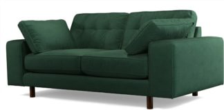An Image of Content by Terence Conran Tobias, 2 Seater Sofa, Plush Hunter Green Velvet, Dark Wood Leg