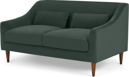 An Image of Herton 2 Seater Sofa, Autumn Green Velvet