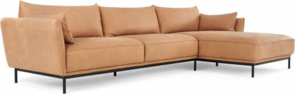 An Image of Odelle, Right Hand Facing Chaise End Corner Sofa, Tan leather