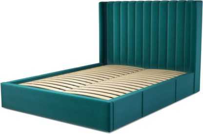 An Image of Custom MADE Cory King size Bed with Drawers, Tuscan Teal Velvet