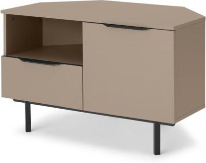 An Image of Damien Corner TV Unit, Cappuccino & Black