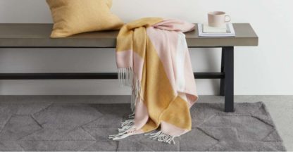 An Image of Auburn Throw, 130 x 170cm, Pink & Mustard