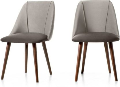 An Image of Set of 2 Lule Dining Chairs, Light and Dark Grey Velvet