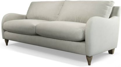 An Image of Custom MADE Sofia 3 Seater Sofa, Plush Silver Velvet with Light Wood Leg
