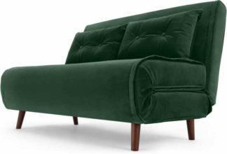 An Image of Haru Small Sofa bed, Pine Green Velvet