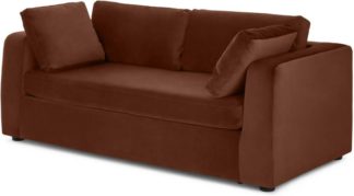 An Image of Mogen 3 Seat Sofa Bed, Warm Caramel Velvet