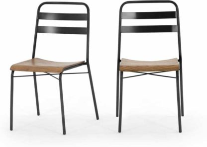 An Image of Set of 2 Wigbert Dining Chairs, Pine and Black