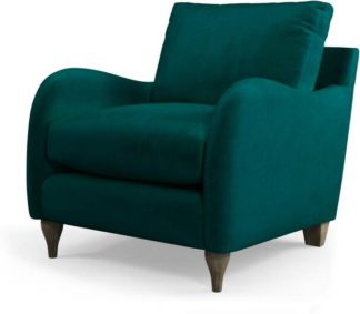 An Image of Custom MADE Sofia Armchair, Plush Mallard Velvet with Light Wood Leg