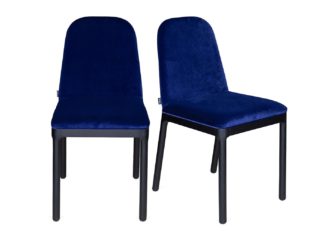 An Image of Heal's Ellie Pair of Dining Chairs Navy Velvet Black Ash Leg