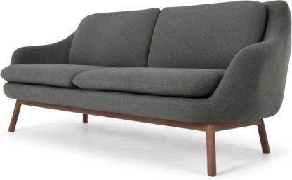 An Image of Oslo 3 Seater Sofa, Marl Grey with Dark Stained Oak Legs