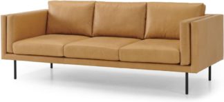 An Image of Savio 3 Seater Sofa, Chalk Tan Leather