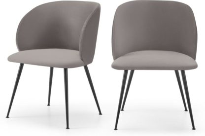 An Image of Adeline Set of 2 Carver Dining Chairs, Latte Velvet & Black