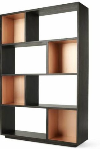 An Image of Anderson Wide Shelving Unit, Mocha Mango Wood & Copper