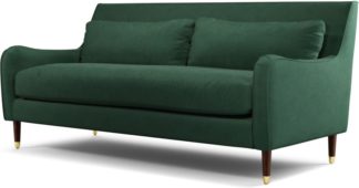 An Image of Content by Terence Conran Oksana 3 Seater Sofa, Plush Hunter Green Velvet with Dark Wood Brass Leg