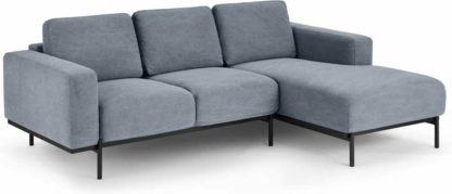 An Image of Jarrod Right Hand facing Chaise End Corner Sofa, Washed Blue Cotton