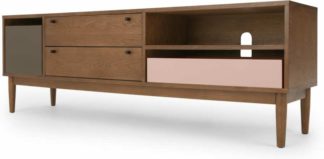 An Image of Campton Wide TV Stand, Dark Stain Oak and Grey