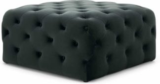 An Image of Hampton Square Pouffe, Midnight Grey Velvet