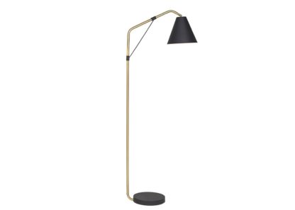 An Image of Heal's Hayden Floor Lamp Black Base Gunmetal Shade