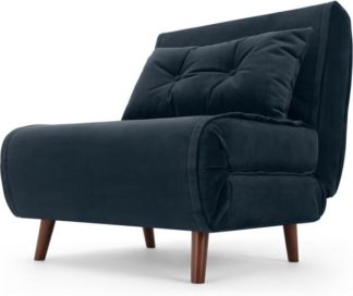 An Image of Haru Single Sofa Bed, Sapphire Blue Velvet