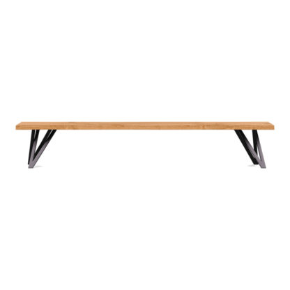 a7eb2073de4af27b8af04e2afdfaa1ea314f5cbcafd12b3f71cb8f12399c58f2.jpg An Image of Heal's Vienna Bench 160x35cm Blonde Oiled Oak Natural Edge Filled