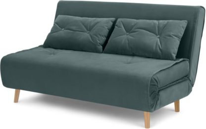 An Image of Haru Large Double Sofa Bed, Marine Green Velvet