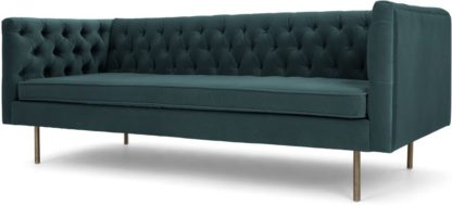 An Image of Julianne 3 Seater Sofa, Petrol Cotton Velvet