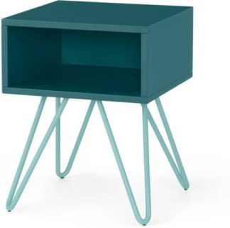 An Image of Beru Open Bedside Table, Teal & Light Blue Legs