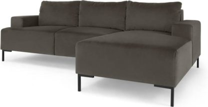 An Image of Frederik 3 Seater Right Hand Facing Compact Corner Chaise End Sofa, Otter Velvet
