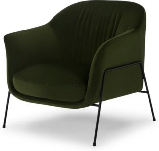 An Image of Lucie Accent Armchair, Olive Green Velvet