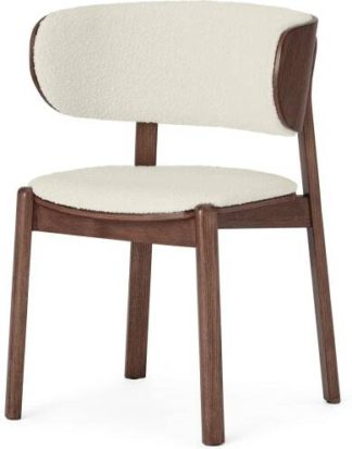 An Image of Byrom Dining Chair, Whitewash Boucle & Walnut