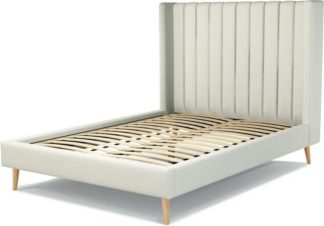 An Image of Custom MADE Cory Double size Bed, Putty Cotton with Oak Legs