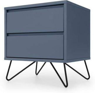 An Image of Elona Bedside Table, Slate Blue & Black