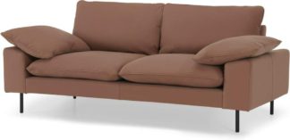 An Image of Fallyn Large 2 Seater Sofa, Nubuck Brown Leather