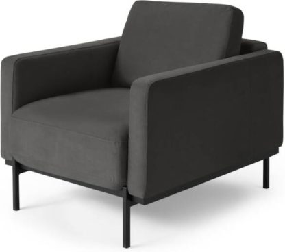 An Image of Jarrod Armchair, Plush Asphalt Velvet