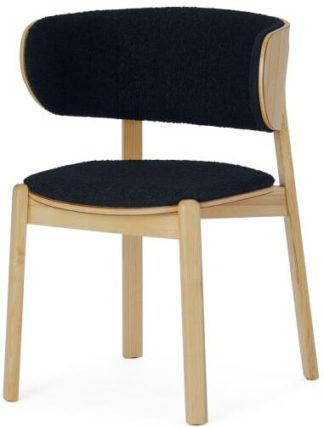 An Image of Byrom Dining Chair, Black Boucle & Oak Finish