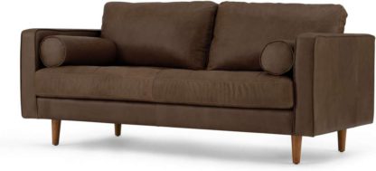An Image of Scott Large 2 Seater Sofa, Charm Mocha Premium Leather