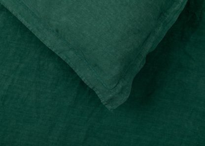 An Image of Heal's Washed Linen Forest Green Duvet Cover Double