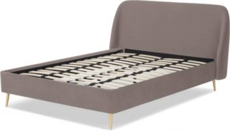 An Image of Trudy Double Bed, Soft Mauve Velvet & Brass Legs