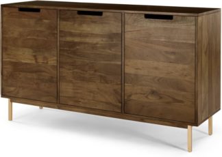 An Image of Tayma 3 Door Sideboard, Acacia Wood & Brass