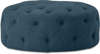 An Image of Hampton Large Round Pouffe, Orleans Blue