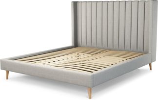 An Image of Custom MADE Cory Super King size Bed, Ghost Grey Cotton with Oak Legs