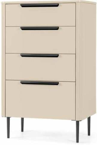 An Image of Ebro Tall Chest of Drawers, Ivory White & Black